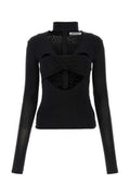 Women's Cutout Viscose Top Black Elastane T-shirts