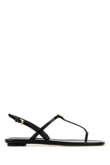 Women's Leather Thong Sandal Black