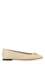 Women's Vlogo Flat Beige Lambskin Leather