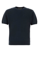 Men's Shirt T-Shirt Navy Cotton Silk