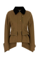 Women's Cotton Jacket With Velvet Collar Caramel Tcotton Dtcotton Fcotton