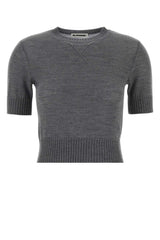 Women's Virgin Wool Crewneck Sweater Gray Vergine