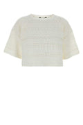 Women's Open Knit Cotton Sweater White