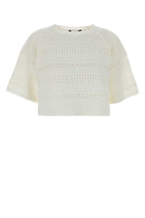 Women's Open Knit Cotton Sweater White
