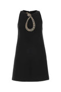 Women's Dress Mini Black Virgin Wool Silk