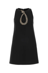 Women's Dress Mini Black Virgin Wool Silk