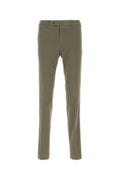 Men's Stretch Cotton-Silk Blend Trousers Khaki Elastane