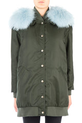 Women's Bomber Down Jacket Green Nylon Fox