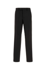 Men's Wool-Blend Twill Trousers Brown Polyester