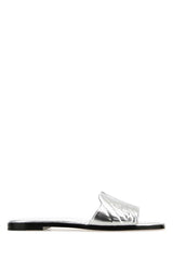 Women's Stringate Slide Silver Leather