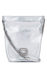 Women's Pilgrim Pocket Shoulder Bag Silver Metallic Leather