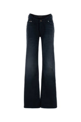 Women's Curved Waist Jeans Navy Cotton Polyester