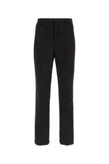 Men's Jacquard Polyester Trousers Black