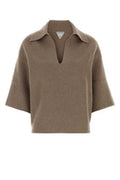 Women's Compact Polo Shirt Beige Cashmere Nylon