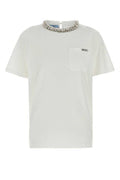 Women's Crystal-Embellished Crew Neck Cotton T-Shirt White