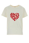 Women's Cherry Heart-Print Cotton T-Shirt White