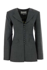 Women's Melange Blazer Gray Wool Polyethylene Blazers