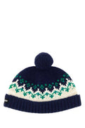 Women's Fair Isle Wool Beanie Navy Virgin