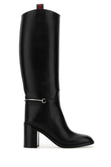 Women's Leather Knee-High Boot Black