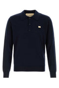 Men's Midnight Blue Wool Polo Shirt Navy Virgin