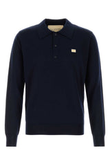 Men's Midnight Blue Wool Polo Shirt Navy Virgin