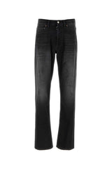 Men's Pockets Jeans Black Cotton