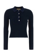 Women's Midnight Blue Stretch Viscose Blend Polo Shirt Midnightblue Recycled Nylon