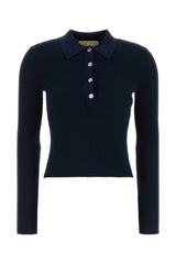 Women's Midnight Blue Stretch Viscose Blend Polo Shirt Midnightblue Recycled Nylon