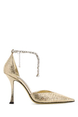 Women's Stevie 100 Heel Gold Leather Crystal