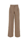 Women's Linen Blend Wide-Leg Trousers Beige Nylon Polyester