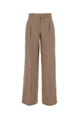 Women's Linen Blend Wide-Leg Trousers Beige Nylon Polyester