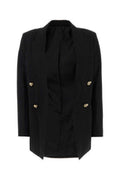 Women's Double-Breasted Wool Blazer Black Blazers