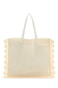 Women's Crochet Tote White Fabric