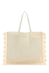 Women's Crochet Tote White Fabric