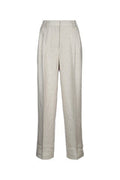 Women's Straight Trousers Beige Linen