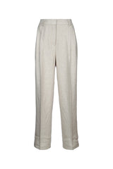 Women's Straight Trousers Beige Linen
