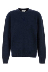 Men's Melange Wool Blend Sweater Navyindigo Nylon