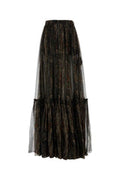 Women's Printed Silk Blend Skirt Black Polyester
