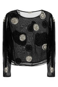 Women's Brooch Blouse Black Silk