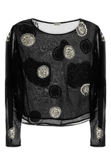 Women's Brooch Blouse Black Silk