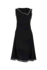 Women's Studded Satin Dress Black Viscose