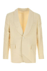Men's Weave Blazer Cream Viscose Linen Blazers