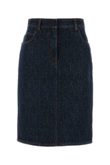 Women's Padded Denim Skirt Navy Cotton