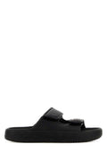 Women's Black Leather Etna Slippers Fullblack Flat Shoes