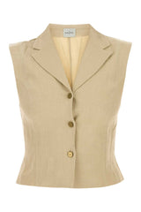 Women's Vest Beige Linen Vests