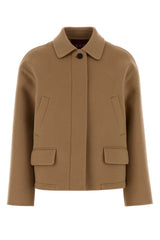 Women's Caban Jacket Beige Wool Silkdomestic Buffalo