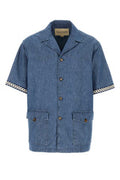 Men's Short-Sleeve Denim Shirt Blue Cotton