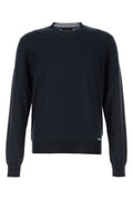 Men's Recycled Silk Crew Neck Sweater Blue