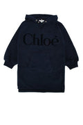 Boys' Logo-Embroidered Hoodie Dress Navy Cotton