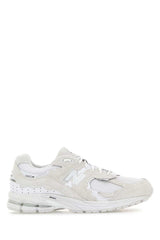 Men's White Suede And Mesh 2002dx Protection Pack Sneakers